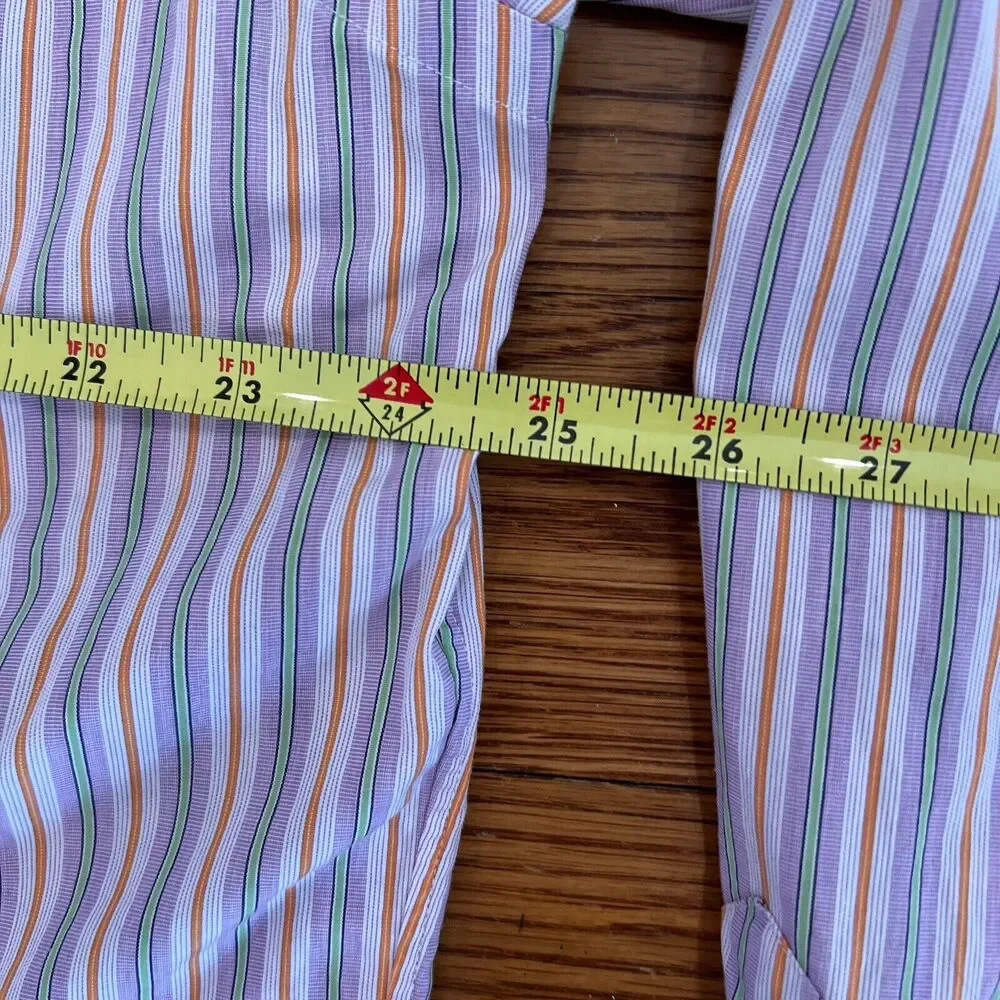 Polo Ralph Lauren Men's Shirt Long Sleeve Pink Green Orange Striped Size‎ L